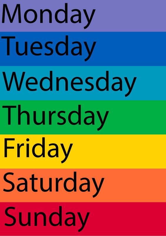 Resultat d'imatges de days of the week in english